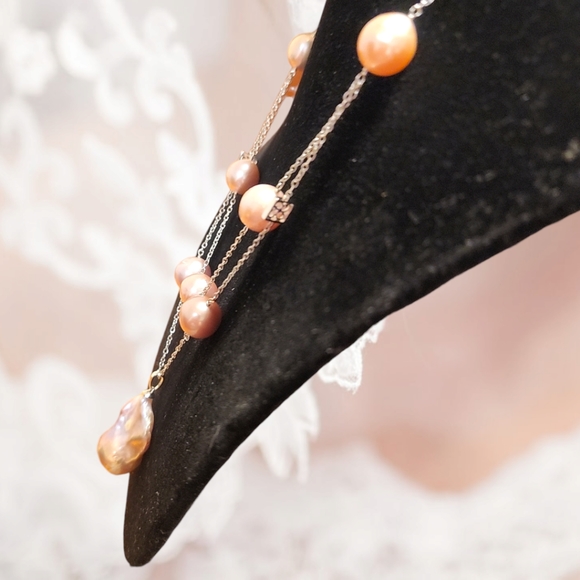 🔥PRICE CUT🔥NWT BAROQUE PEARL LAYERED RHODIUM OVER STERLING SILVER NECKLACE - Picture 15 of 16
